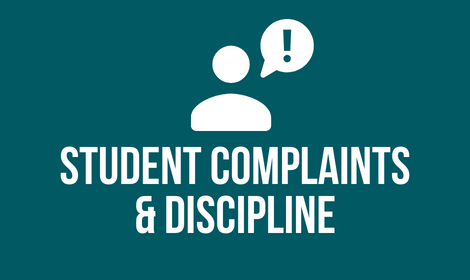 Students can raise complaints against the university, their department, faculty, staff members or their college; Disciplinary action may also be levelled against students