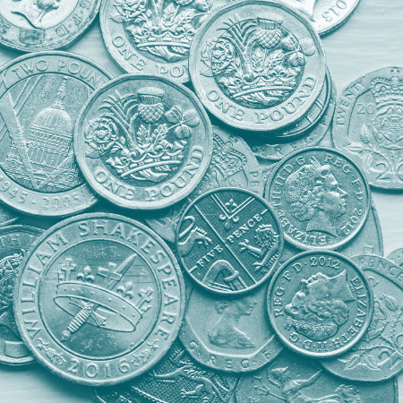 Coins on a table