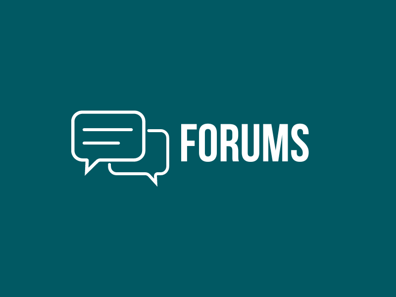 Forums text on a green background