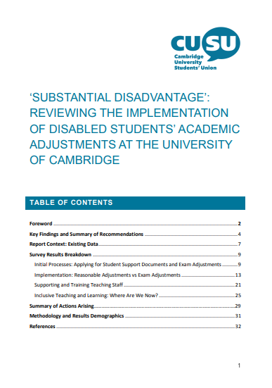 Substantial Disadvantage report